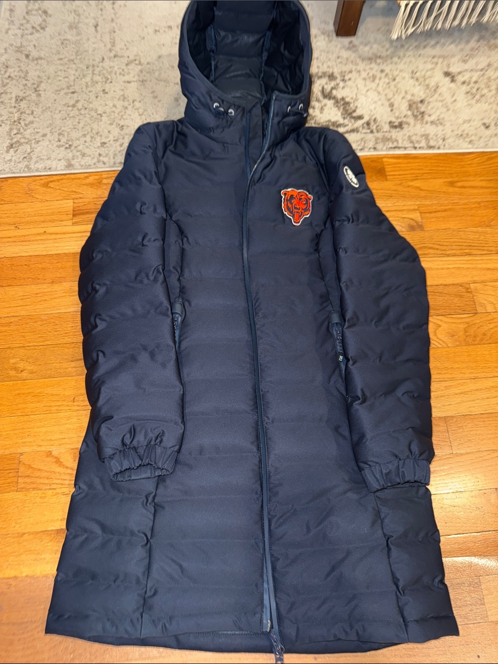 Cutter & Buck Navy Long Puffer Coat with Hood